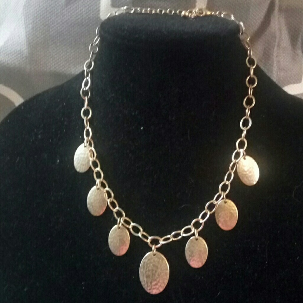 Goldtone oval statement necklace